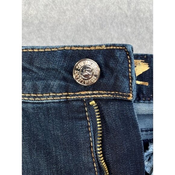 Seven7 Ladies Rocker Slim Bootcut Jeans Size 12 Dark Wash Embellished Pockets - Picture 10 of 13